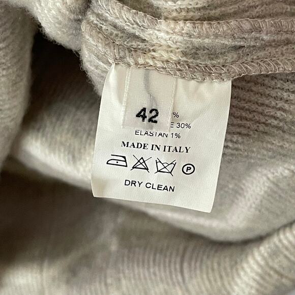 Amina Rubinacci Made In Italy Long Sleeve Wool Blend Chevron Sweater Dress 42 6 - Picture 6 of 7